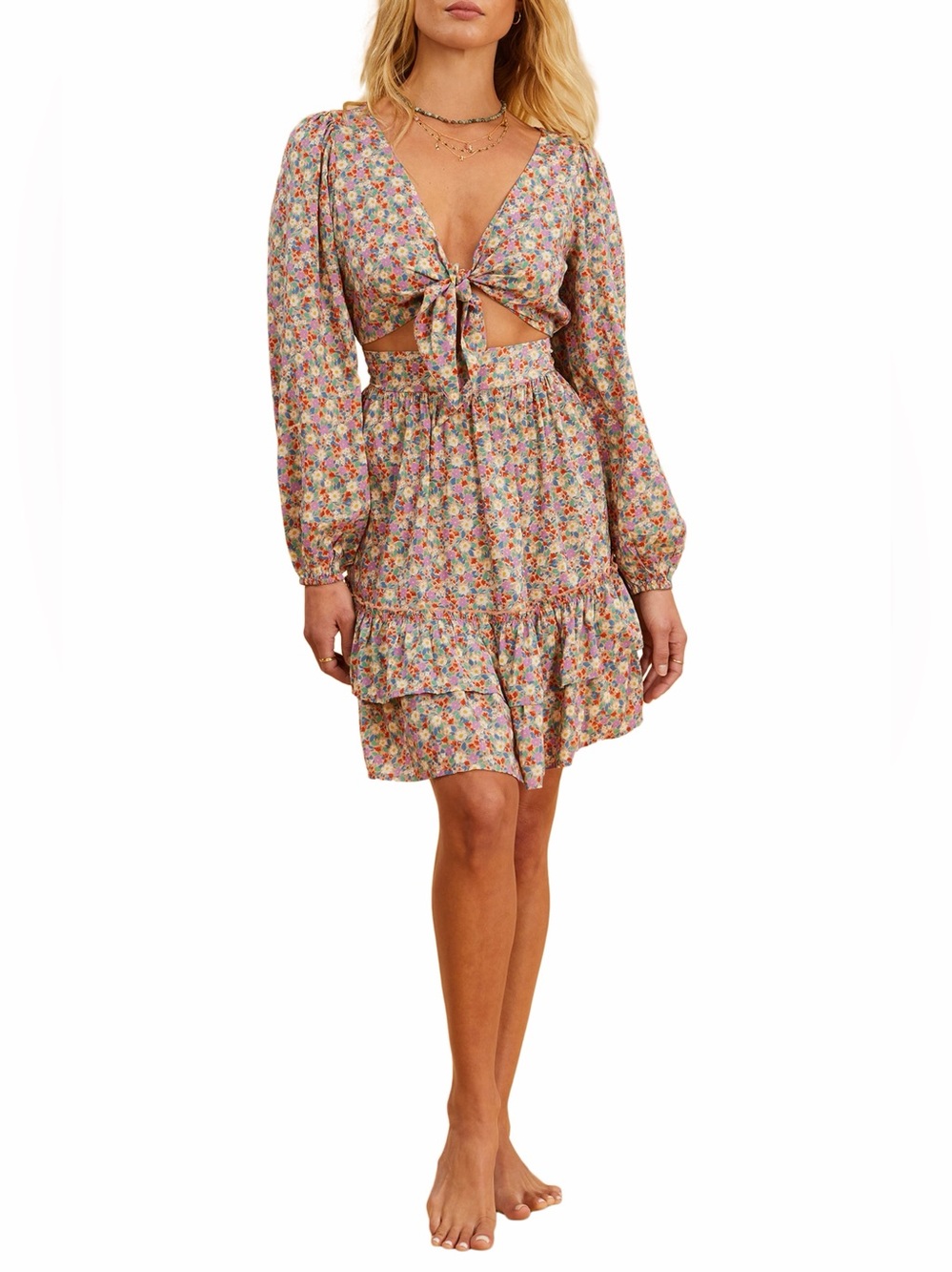 Billabong x The Salty Blonde Ditsy Dreamer Floral Cutout Mini Dress